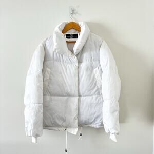 Hipchik Couture Zip Up Sequin Tongue Puffer Jacket White L